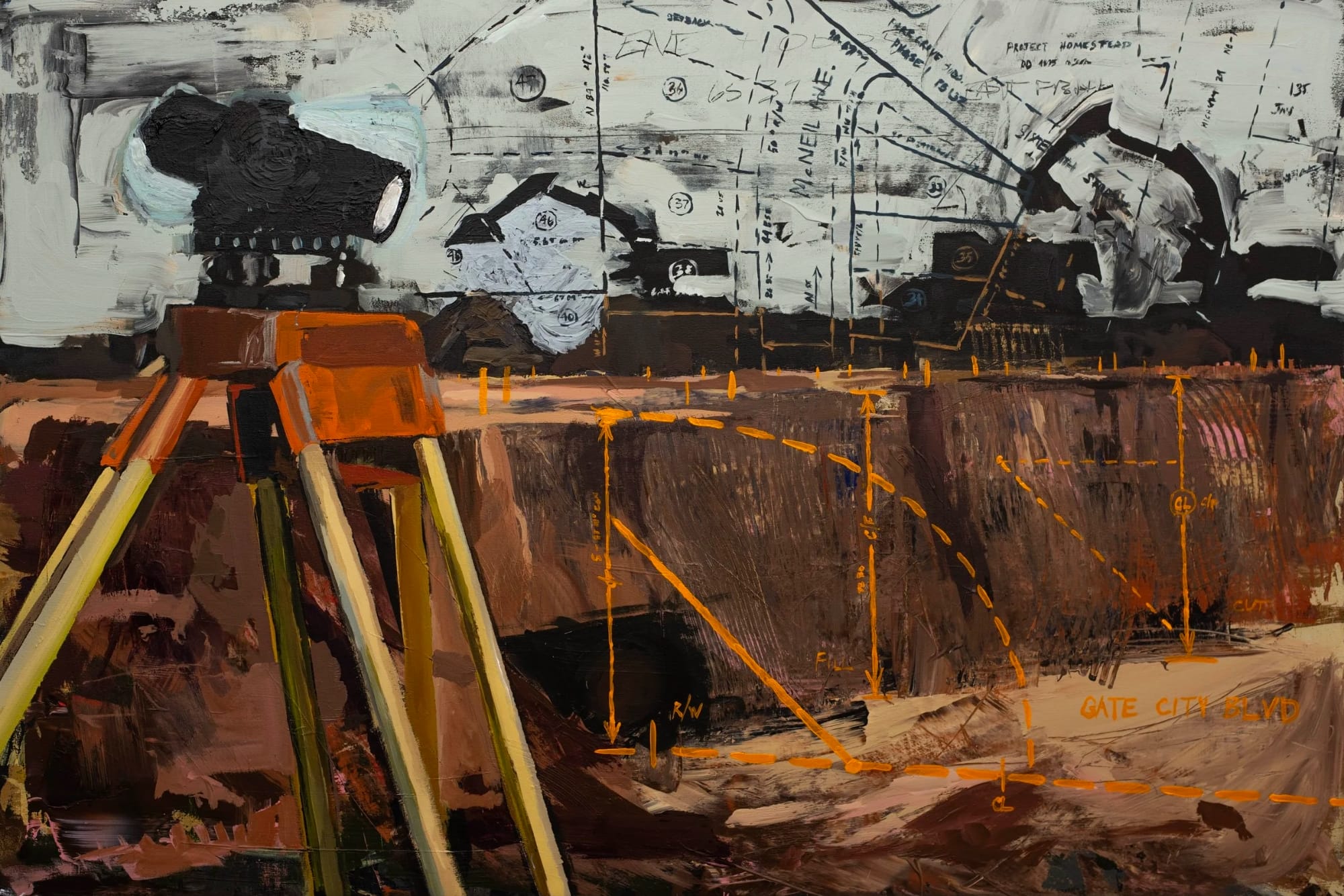 a painting by Jason Mitcham of a man in a construction hat